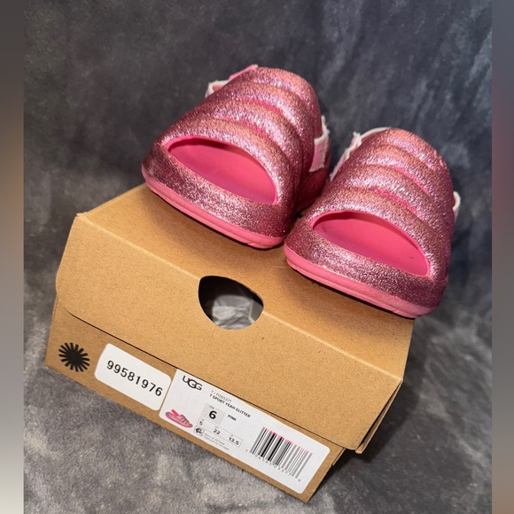 UGG Sport Yeah "Pink Glitter" Slide toddler size 6 - Picture 3 of 9